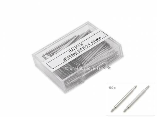 100tlg Federsteg-Sortiment -Brela- 16mm Metall silberfarben Durchmesser 1.5 mm von MEYHOFER - Bild vergr��ern 