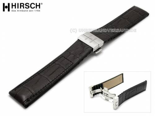 Uhrenarmband -Amazon- 22mm schwarz Leder Allig.-Pr�g. mit Kautschuk HIRSCH (Schlie�enansto� 20 mm) - Bild vergr��ern 