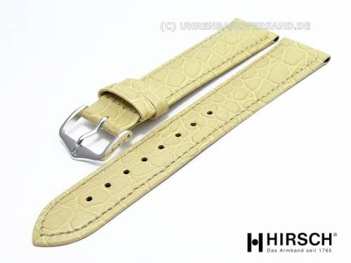 Uhrenarmband -Aristocrat- 20mm beige Kroko-Pr�gung abgen�ht von HIRSCH (Schlie�enansto� 18 mm) - Bild vergr��ern 