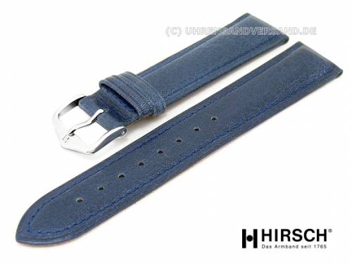Uhrenarmband -Camelgrain- No-Allergy 18mm dunkelblau genarbt abgen�ht von HIRSCH (Schlie�enansto� 16 mm) - Bild vergr��ern 