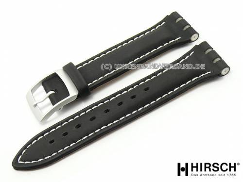 Uhrenarmband -David- 19mm schwarz Kalbleder passend f�r Swatch von HIRSCH (Schlie�enansto� 18 mm) - Bild vergr��ern 