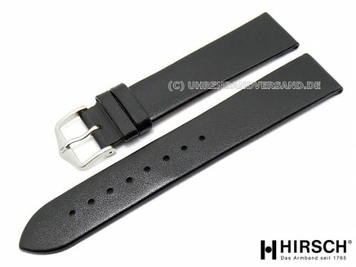 Uhrenarmband -Diamond Calf- 20mm schwarz glatt ohne Naht von HIRSCH (Schlie�enansto� 18 mm) - Bild vergr��ern 