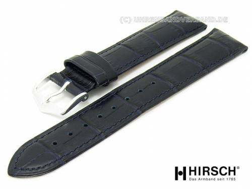 Uhrenarmband (010-28) Duke 24mm dunkelblau Leder Alligator-Pr�gung mit EASY-CLICK-Stegen HIRSCH (Schlie�enansto� 22 mm) - Bild vergr��ern 