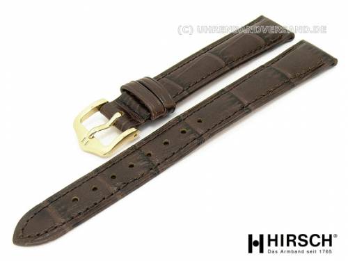 Uhrenarmband -Duke- 14mm dunkelbraun Alligatorpr�gung abgen�ht von HIRSCH (Schlie�enansto� 12 mm) - Bild vergr��ern 