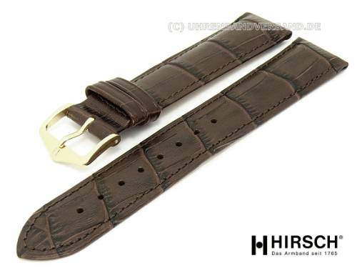 Uhrenarmband (010-29) Duke 19mm dunkelbraun Leder Alligator-Pr�gung mit EASY-CLICK-Stegen HIRSCH (Schlie�enansto� 16 mm) - Bild vergr��ern 