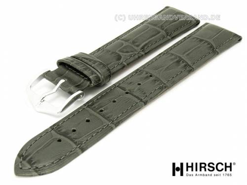 Uhrenarmband -Duke- 16mm grau Alligatorpr�gung abgen�ht von HIRSCH (Schlie�enansto� 14 mm) - Bild vergr��ern 
