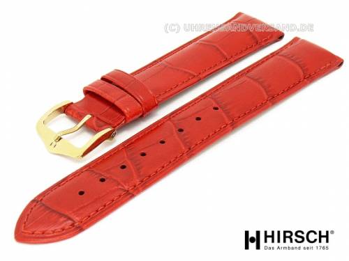 Uhrenarmband -Duke- 22mm rot Alligatorpr�gung abgen�ht von HIRSCH - Bild vergr��ern 