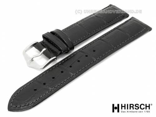 Uhrenarmband (010-28) Duke 21mm schwarz Leder Alligator-Prgung mit EASY-CLICK-Stegen HIRSCH (Schlieenansto 18 mm) - Bild vergrern 