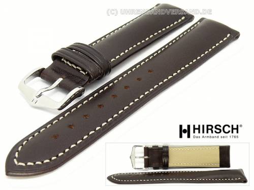 Sonderangebot: Uhrenarmband -Heavy Calf- 18mm dunkelbraun glatt helle Naht von HIRSCH - Bild vergr��ern 