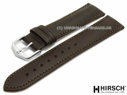Uhrenarmband -Kent- 16mm dunkelbraun Leder glatt abgen�ht von HIRSCH (Schlie�enansto� 14 mm) - Bild vergr��ern 