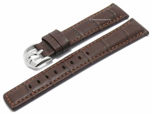 Uhrarmband (025-28) Grand Duke 20mm dunkelbraun Leder Alligator-Prgung EASY-CLICK-Stege HIRSCH (Schlieenansto 18 mm) - Bild vergrern 
