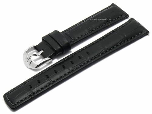 Uhrarmband (025-28) Grand Duke 22mm schwarz Leder Alligator-Pr�gung EASY-CLICK-Stege HIRSCH (Schlie�enansto� 20 mm) - Bild vergr��ern 