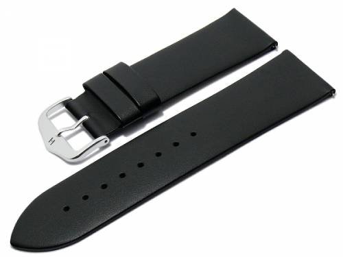Uhrenarmband (037-02) Toronto 26mm schwarz Leder matt mit EASY-CLICK-Stegen von HIRSCH (Schlie�enansto� 24 mm) - Bild vergr��ern 