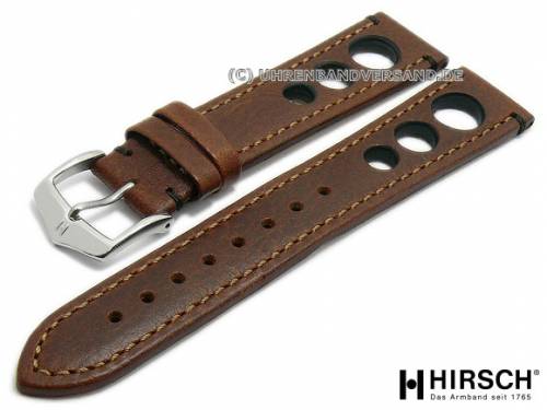 Uhrenarmband -Rally Artisan- 22mm dunkelbraun Leder Racing-Look abgen�ht von HIRSCH (Schlie�enansto� 20 mm) - Bild vergr��ern 