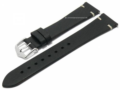 Uhrenarmband (055-02) Bagnore 19mm schwarz Leder vegetabil genarbt mit EASY-CLICK-Stegen HIRSCH (Schlie�enansto� 16 mm) - Bild vergr��ern 