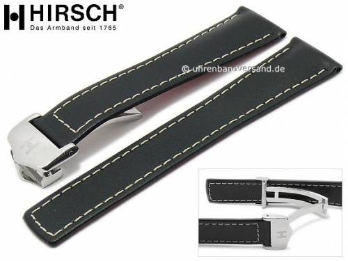 Uhrenarmband (0740-24) Speed 18mm schwarz Leder helle Naht Faltschlie�e EASY-CLICK-Stege HIRSCH (Schlie�enansto� 16 mm) - Bild vergr��ern 