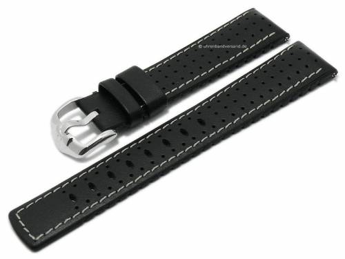 Uhrenarmband (091-50-75) Tiger 24mm schwarz Leder/Kautschuk Racing-Look EASY-CLICK-Stege HIRSCH (Schlie�enansto� 22 mm) - Bild vergr��ern 
