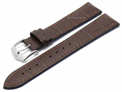 Uhrenarmband -Paul- 20mm dunkelbraun Leder/Kautschuk Alligator-Pr�gung abgen�ht von HIRSCH (Schlie�enansto� 18 mm) - Bild vergr��ern 