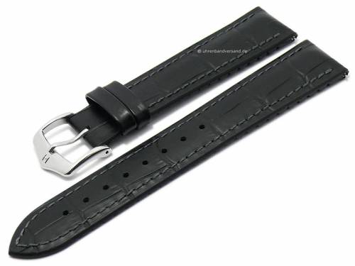 Uhrenarmband (092-50-28) Paul 24mm schwarz Leder /Kautschuk Allig.-Pr�g. EASY-CLICK-Stege HIRSCH (Schlie�enansto� 22 mm) - Bild vergr��ern 