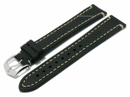 Uhrenarmband (1092-02) XL Liberty 22mm schwarz Sattelleder helle Naht EASY-CLICK-Stege HIRSCH (Schlie�enansto� 20 mm) - Bild vergr��ern 