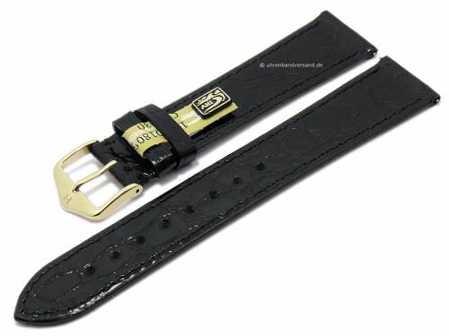 Uhrenarmband (1892-08) Genuine Croco 19mm schwarz echt Krokodil mit EASY-CLICK-Stegen von HIRSCH (Schlie�enansto� 16 mm) - Bild vergr��ern 