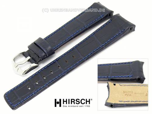 Uhrenarmband -Principal- 18mm dunkelblau Alligator-Prgung abgenht mit Rundansto HIRSCH Leonardo - Bild vergrern 