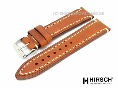 Hirsch Liberty Uhrenarmband – Braunes Sattelleder, 20 Mm Breite, Vegetabil Gegerbt, Saunagetestet, Für Herren