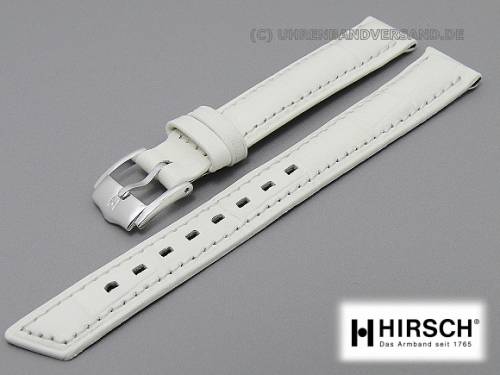 Damen-Uhrarmband -Princess- 12mm wei� Alligatorpr�gung abgen�ht von HIRSCH (Schlie�enanstoss 10 mm) - Bild vergr��ern 