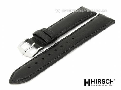 Uhrenarmband -Sheep- 18mm schwarz glatt abgen�ht Schafsleder von HIRSCH - Bild vergr��ern 