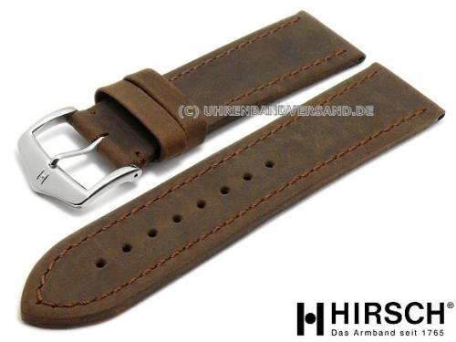 Uhrenarmband -Terra- 24mm dunkelbraun Leder Antik-Look genarbt von HIRSCH (Schlieenansto 22 mm) - Bild vergrern 