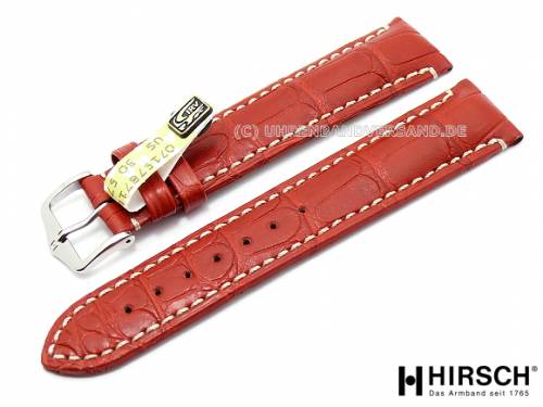ABVERKAUF: Uhrenarmband -Viscount- 18mm rot echt Alligator wasserfest von HIRSCH (Schlie�enansto� 16 mm) - Bild vergr��ern 