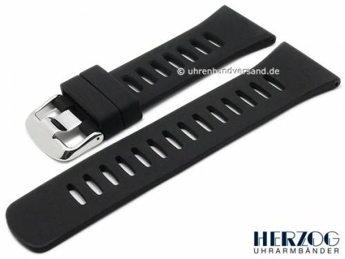 Uhrenarmband 30mm schwarz Silikon glatt matt von HERZOG (Schlie�enansto� 25 mm) - Bild vergr��ern 