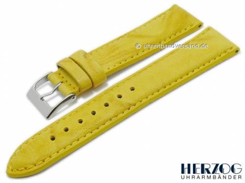 Uhrenarmband -Mailand- 20mm gelb Leder abgen�ht von HERZOG (Schlie�enansto� 18 mm) - Bild vergr��ern 