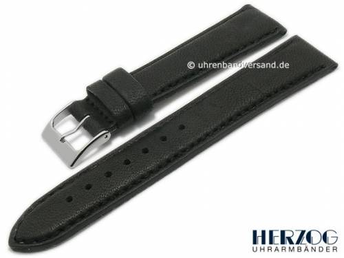 Uhrenarmband -Mailand- 22mm schwarz Leder abgen�ht von HERZOG (Schlie�enansto� 20 mm) - Bild vergr��ern 