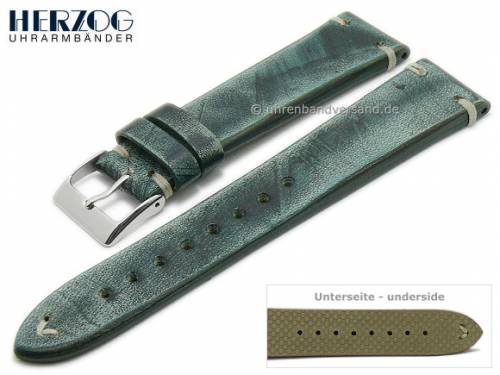 Uhrenarmband -Vintage-Passion- 18mm mittelblau Leder Antik-Look helle Naht von HERZOG (Schlie�enansto� 16 mm) - Bild vergr��ern 