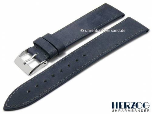 Uhrenarmband -Florenz- 18mm dunkelblau Leder Antik-Look von HERZOG (Schlie�enansto� 16 mm) - Bild vergr��ern 