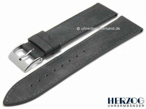 Uhrenarmband -Florenz- 18mm grau Leder Antik-Look von HERZOG (Schlie�enansto� 16 mm) - Bild vergr��ern 