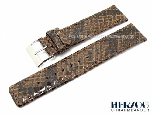 Uhrenarmband -Snake- 18mm dunkelbraun von Herzog Schlangenmuster glatt (Schlie�enansto� 18 mm) - Bild vergr��ern 