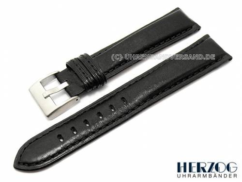 Uhrenarmband 22mm schwarz Herzog -Ascot- fein genarbt (Schlie�enansto� 20 mm) - Bild vergr��ern 
