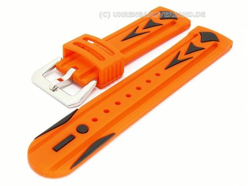 Uhrenarmband 22mm mehrfarbig orange-schwarz Kautschuk Trend-Design - Bild vergrern 