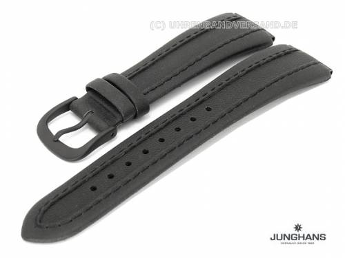 Ersatzband Junghans 20mm schwarz Leder glatt mit Dornschliee fr 050/2900, 050/2991, 050/2992 etc. - Bild vergrern 