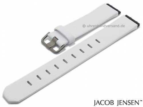 Original Ersatzband JACOB JENSEN 19mm wei� Leder Spezialansto� f�r Chrono 600, 601 und 602 - Bild vergr��ern 