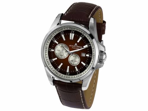 ABVERKAUF: Automatik-Herrenuhr Liverpool Ziffernblatt braun Lederband von Jacques Lemans (*JL*HU*) - Bild vergr��ern 