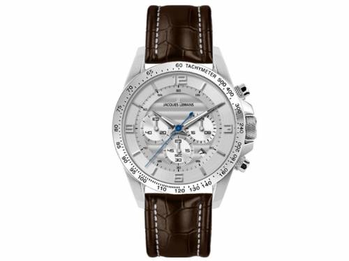 Damen-Chronograph Edelstahl Ziffernblatt wei� von Jacques Lemans (*JL*DU*) - Bild vergr��ern 