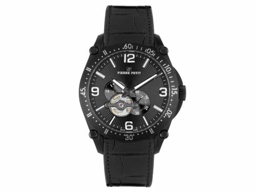 ABVERKAUF: Automatik-Herrenuhr Edelstahl Ziffernblatt schwarz Metallband schwarz von Pierre Petit (*PP*HU*) - Bild vergr��ern 