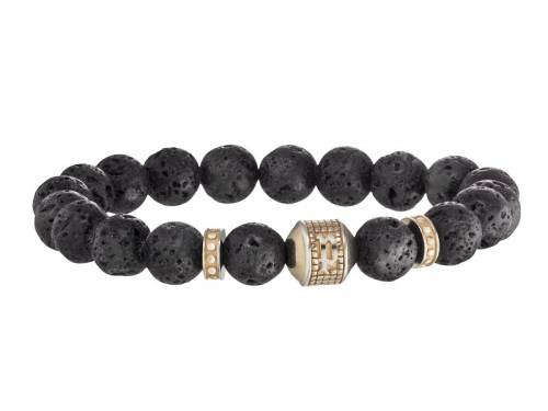 Schmuck-Armband -Jouster- anthrazit Lavastein/Edelstahl antik-goldfarben von POLICE - Bandl�nge ca. 20cm - Bild vergr��ern 