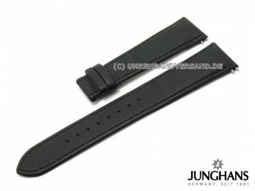 Original Ersatzband JUNGHANS 22mm schwarz Leder glatt f�r Faltschlie�e f�r Modell 056/4701, 056/4711 - Bild vergr��ern 