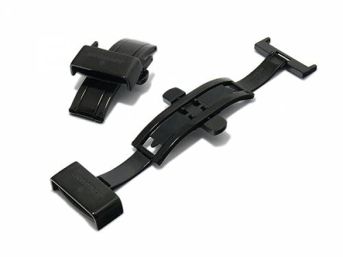 Butterfly-Faltschlie�e JUNGHANS 18mm Edelstahl schwarz f�r 056/4101 etc. - Bild vergr��ern 