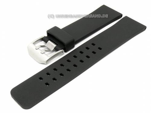 Sportband 24mm schwarz Kunststoff silikonartig glatt wasserfest mit Doppel-Dornschlie�e - Bild vergr��ern 