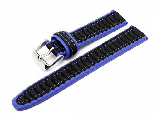 Sportband 20mm schwarz/blau Synthetik wasserfest (Schlie�enansto� 18 mm) - Bild vergr��ern 